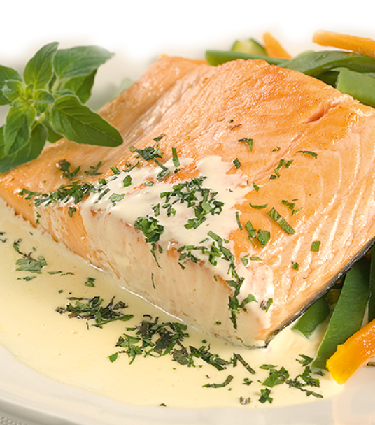 Imagem receita Salmão corado com molho de nata carbonara