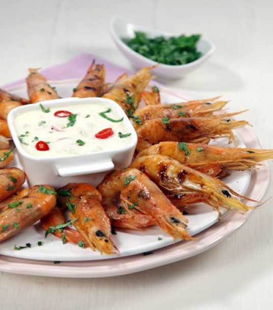 Imagem receita Camarão grelhado com molho de natas