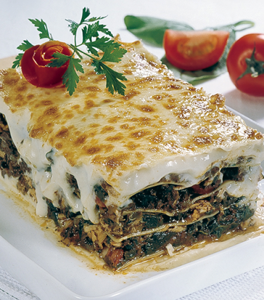Imagem receita Lasanha de espinafres, frango e morcela