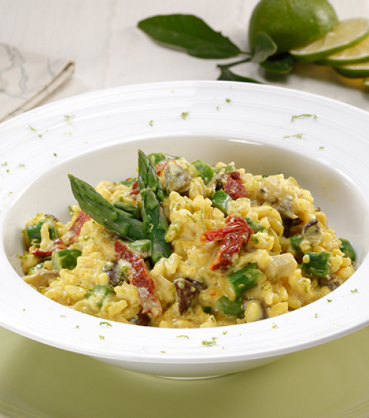 Imagem receita Risoto de espargos e cogumelos com caril