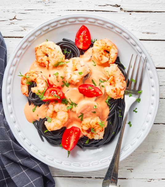 Imagem receita Linguine com camarão e tomate
