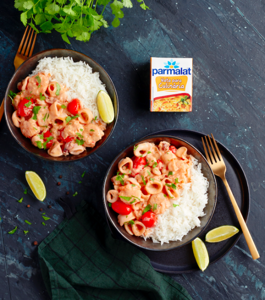 Imagem receita Strogonoff de lulas e camarão