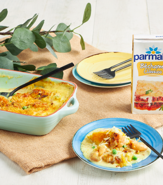 Imagem receita Gratinado de camarão e ervilhas